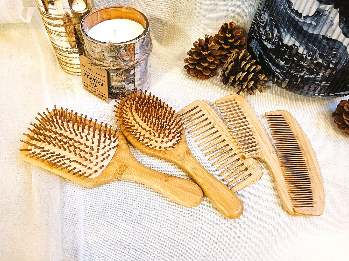 Natural Non-Static Paddle Brushes and Combs